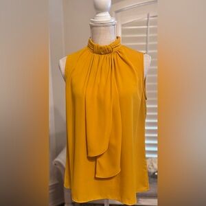 New York & Company Yellow Sleeveless Blouse